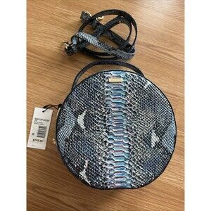 Brahmin Lane Marine Seville Leather Handbag Purse Circle Round Blue $295